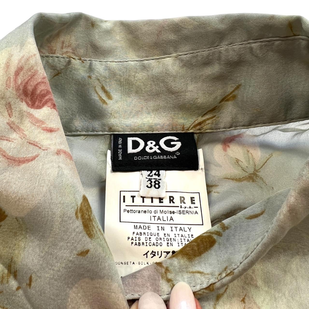 Dolce & Gabbana Dreamy Blue Light Pink Floral Printed Sheer Silk Long Sleeve Cardigan / Blouse with Lace Detail - Outfit Repeater