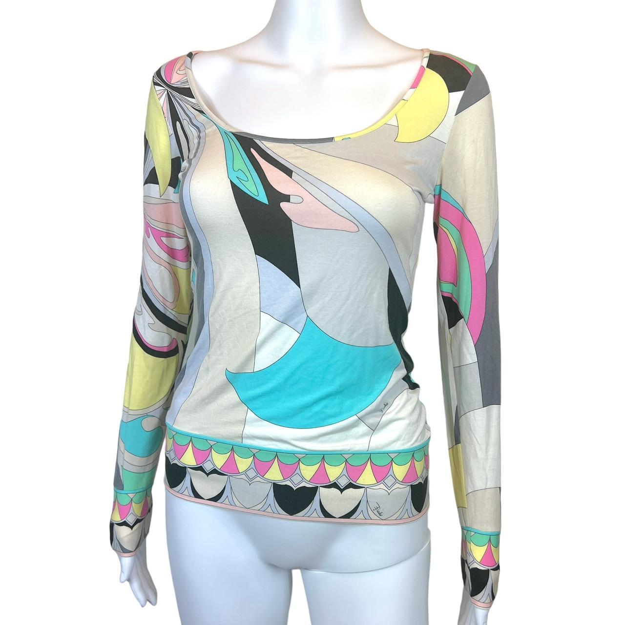 Emilio Pucci Firenze Multicolor Printed Long Sleeve Top - Outfit Repeater