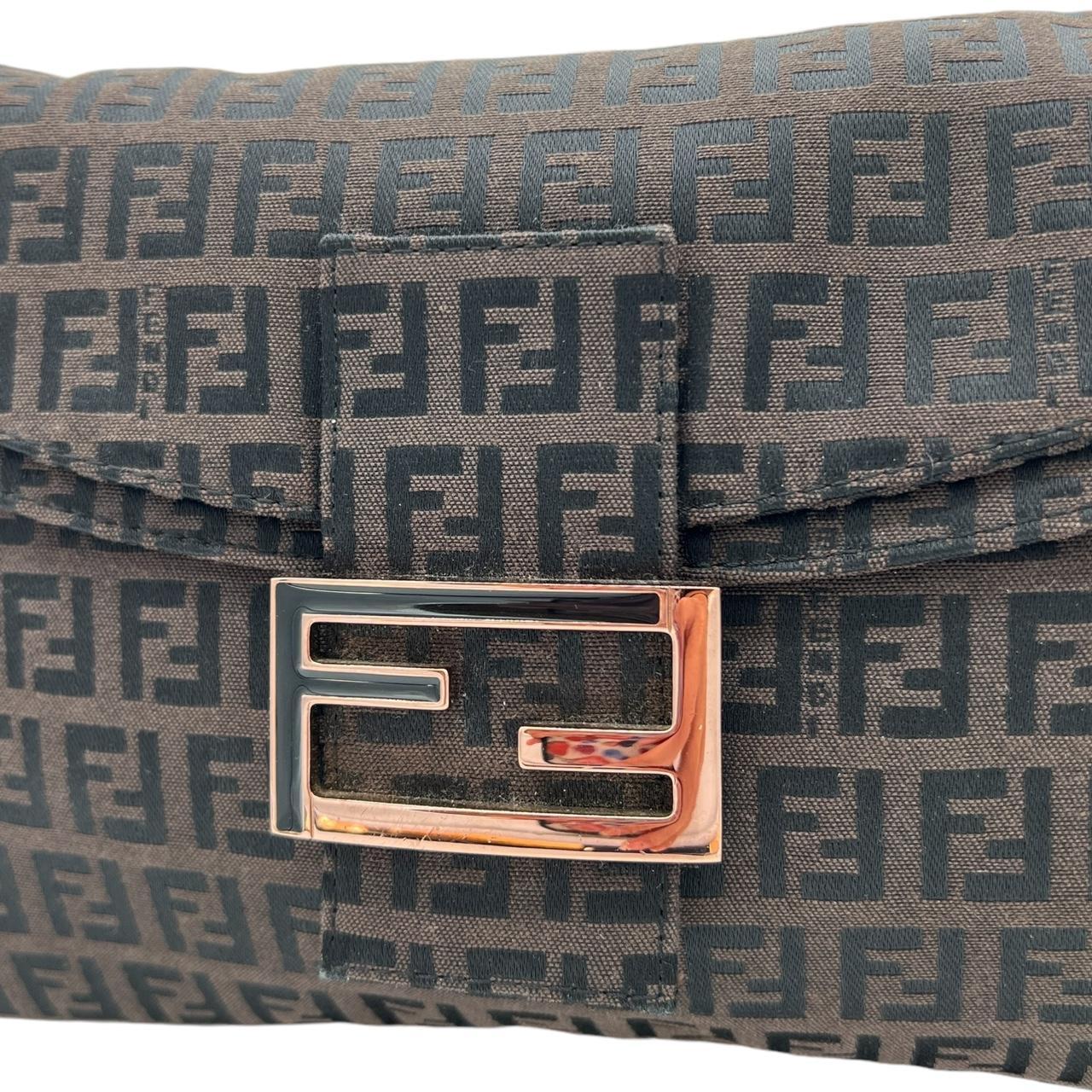 Fendi Baguette Shoulder Bag Brown Black Zucca Monogram