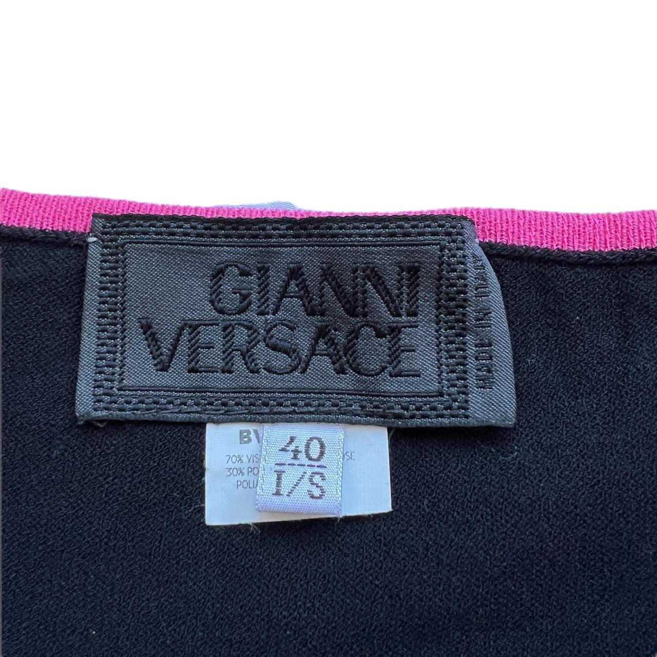 Gianni Versace Black and Pink Off The Shoulder 3/4 Sleeve Lightweight Sweater with Bow Detail - Outfit Repeater