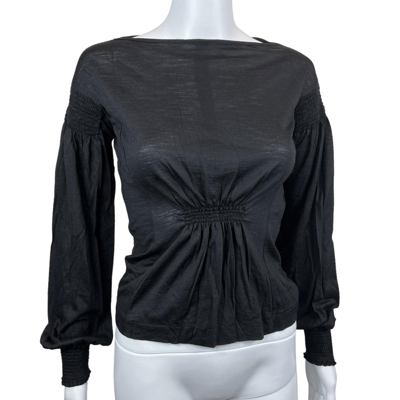 Gucci by Tom Ford F/W 1999 Black Silk and Wool Blend Puff Sleeve Top - Outfit Repeater