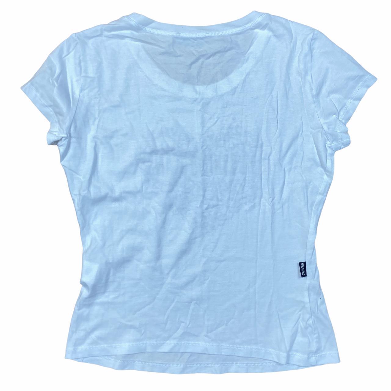 Moschino Jeans Bedazzled Flame Heart Spell-Out Logo T-Shirt White - Outfit Repeater