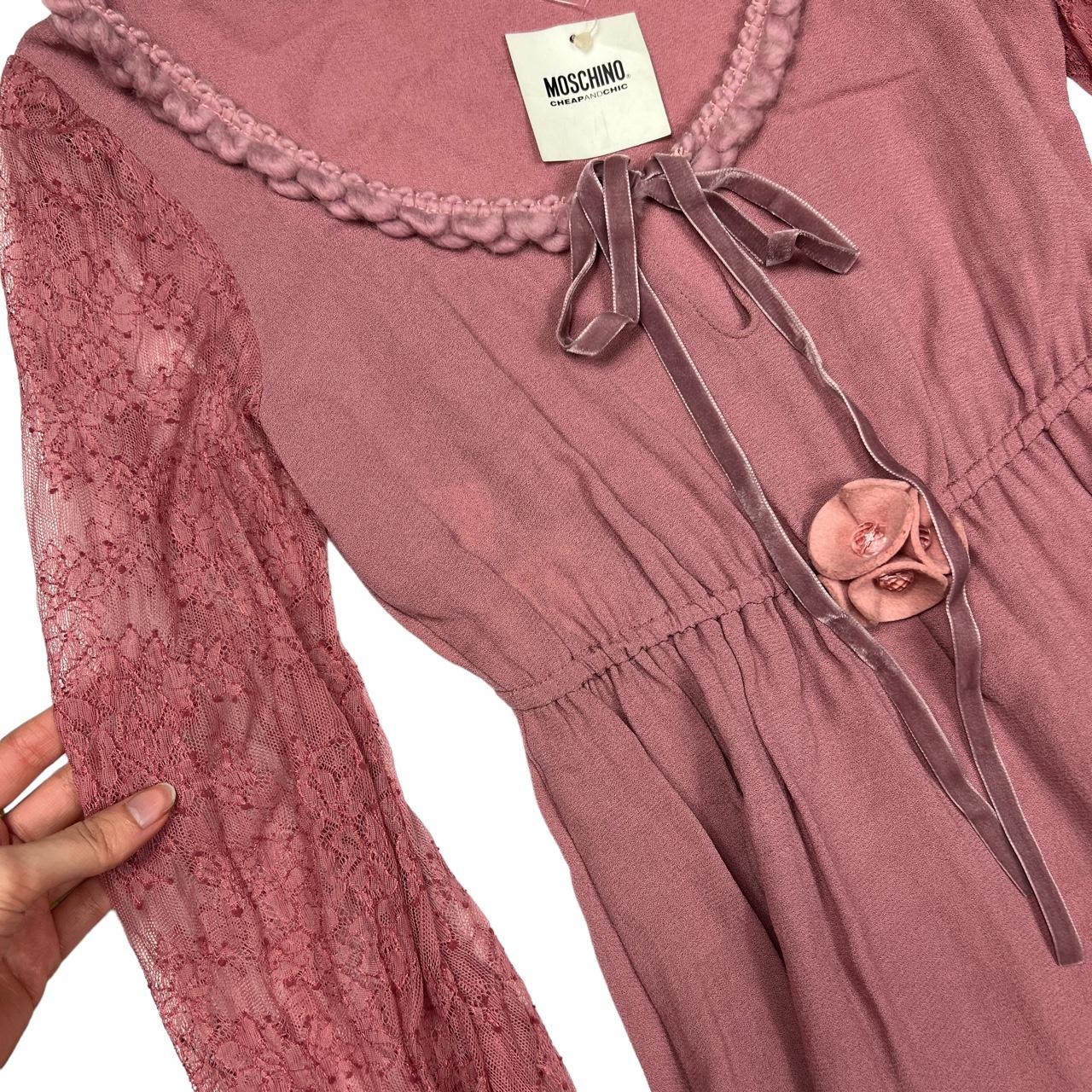 Moschino Pink Lace Babydoll Dress with Ruffled Hem