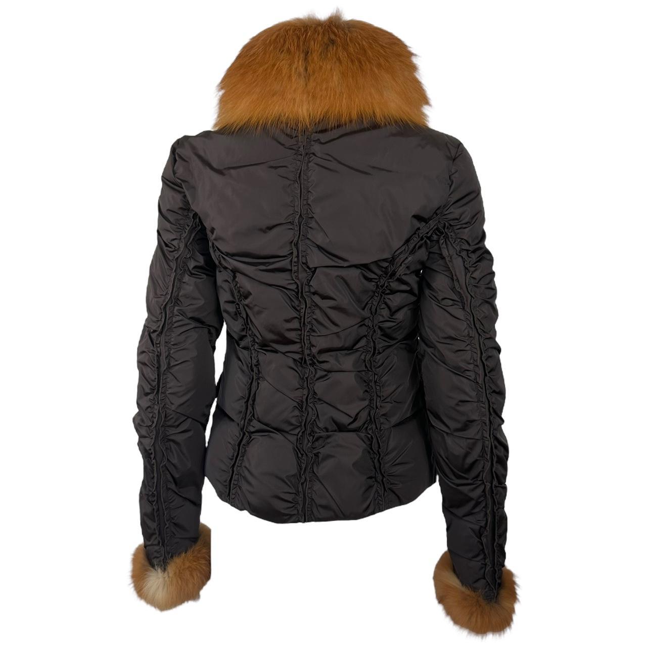 Blumarine Fox Fur Trim Down Puffer Coat