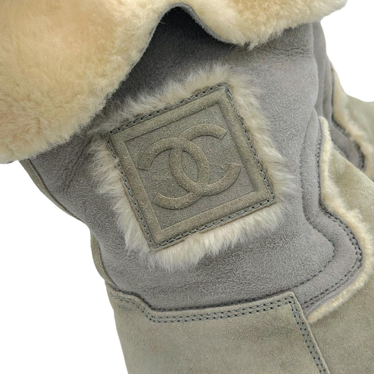 Chanel Gray Shearling Ugg Style Boots