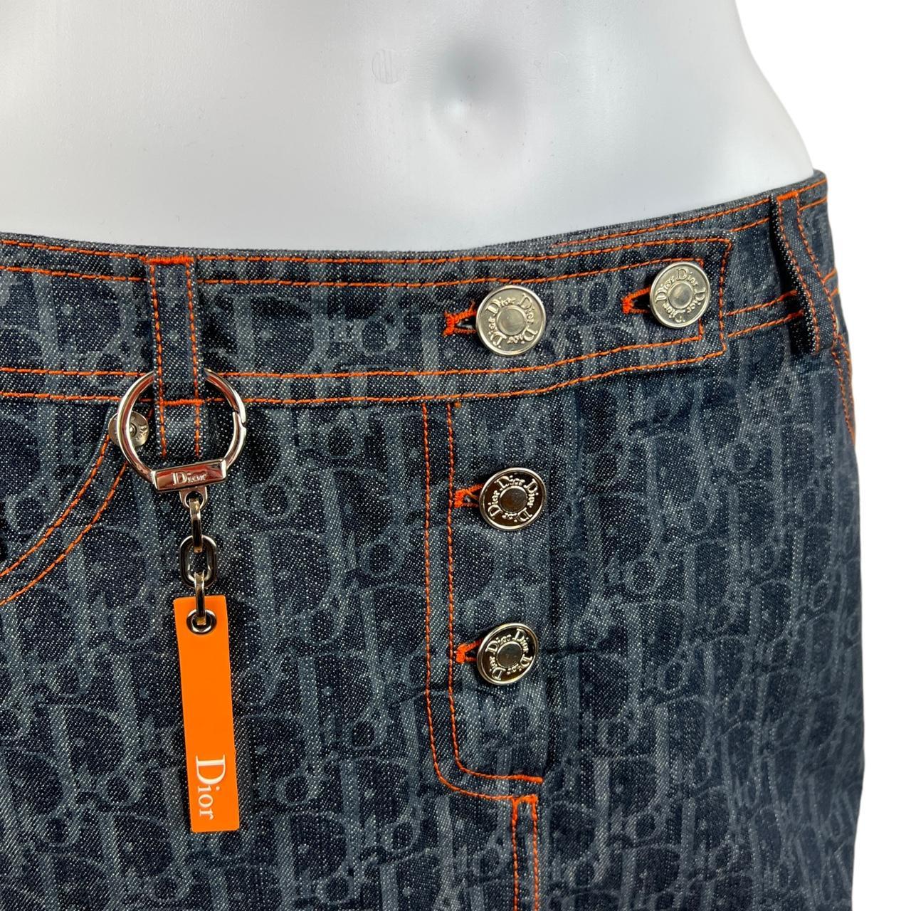 Christian Dior by John Galliano Spring 2006 Dior Flight Denim Diorissimo Trotter Print Mini Skirt - Outfit Repeater