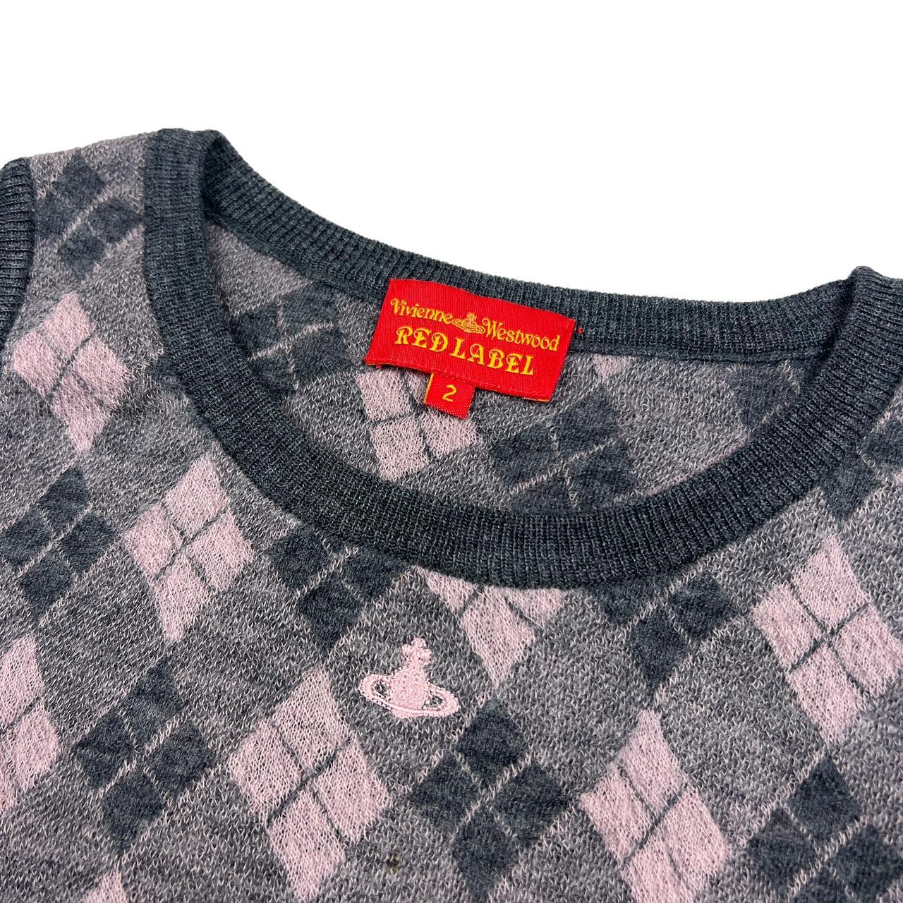 Vivienne Westwood Pink and Gray Argyle Knit Tank Top - Outfit Repeater
