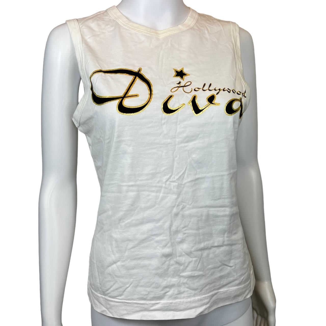 Dolce & Gabbana White and Gold Hollywood Dive Graphic Tank T-Shirt - Outfit Repeater