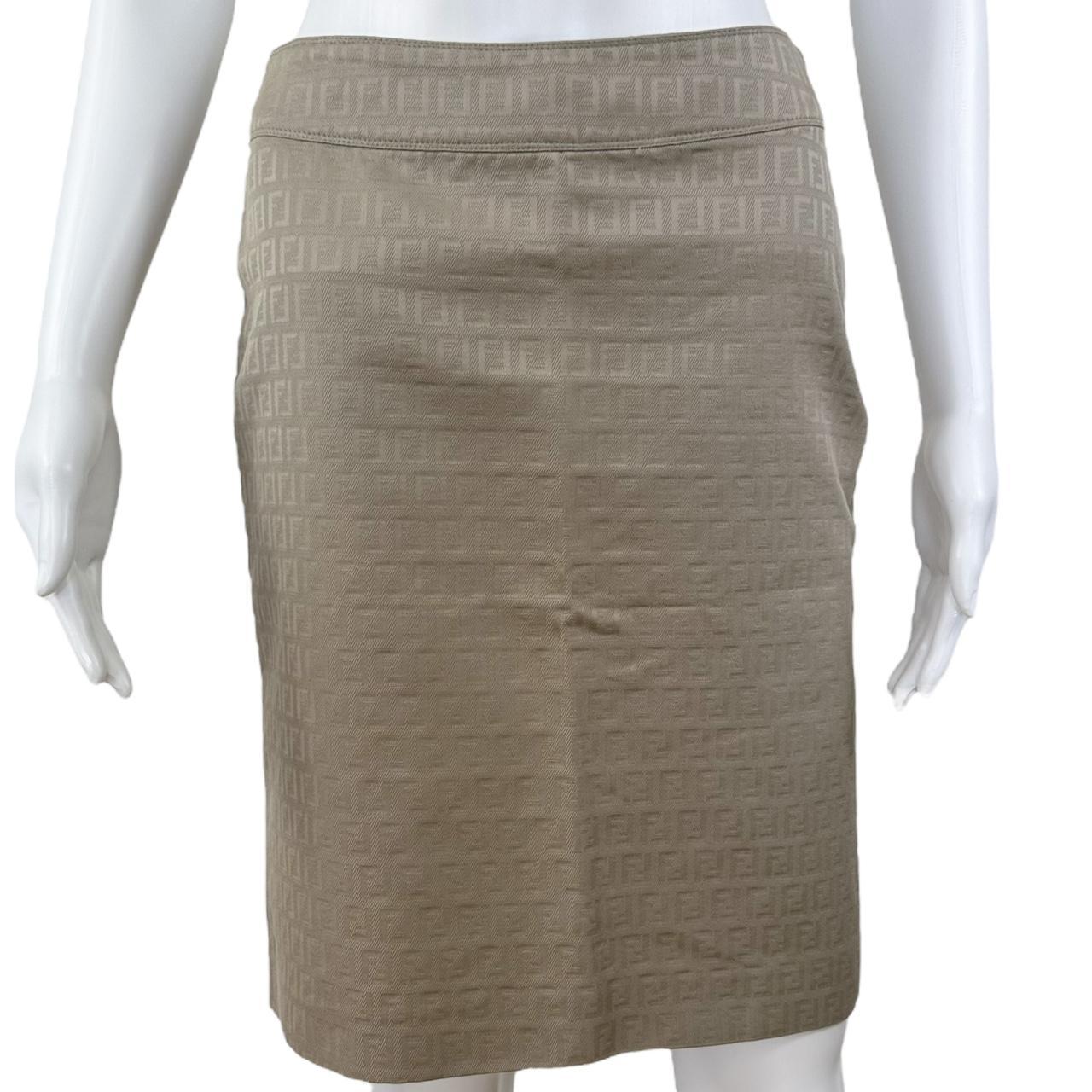 Fendi Tan Zucchino Monogram Midi Skirt