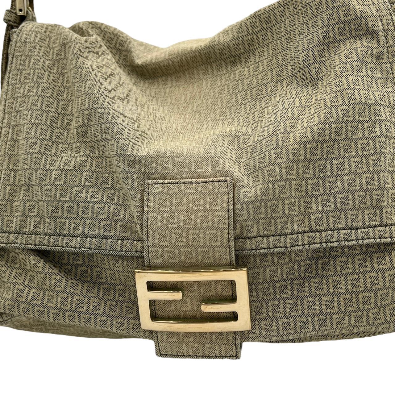 Fendi Khaki Green Zucca Logo Mama Baguette Shoulder Bag