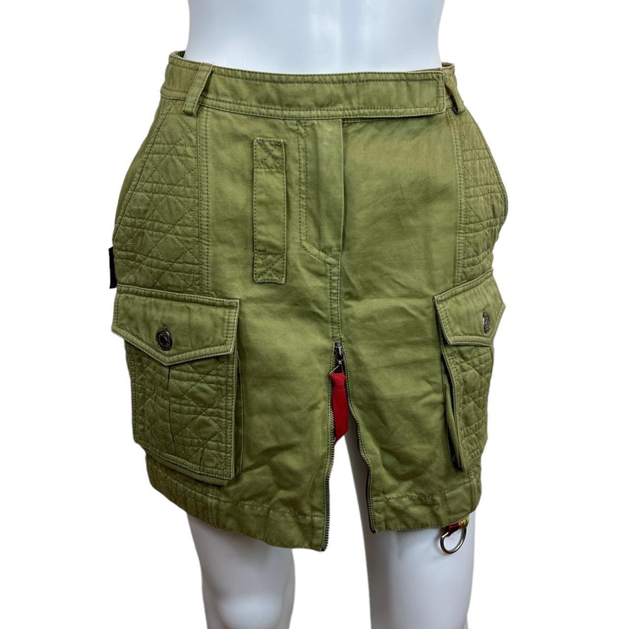 Christian Dior by John Galliano Sprint 2005 Rasta Collection Khaki Green Cargo Style Mini Skirt