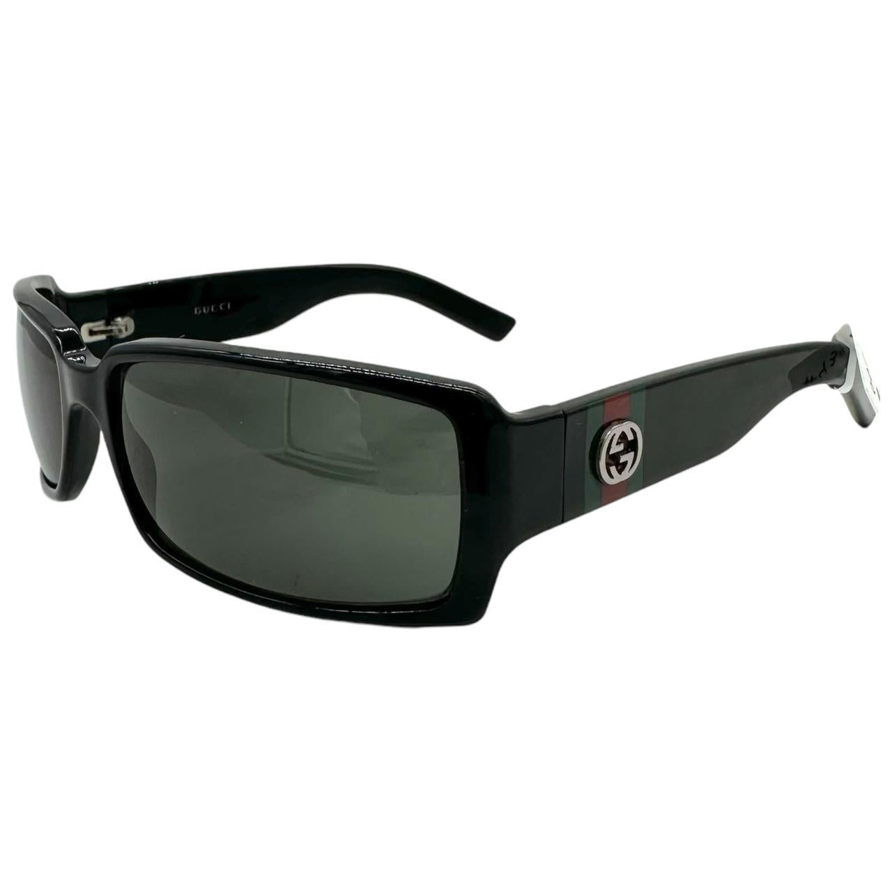 Gucci Black Rectangle Logo Arm Sunglasses