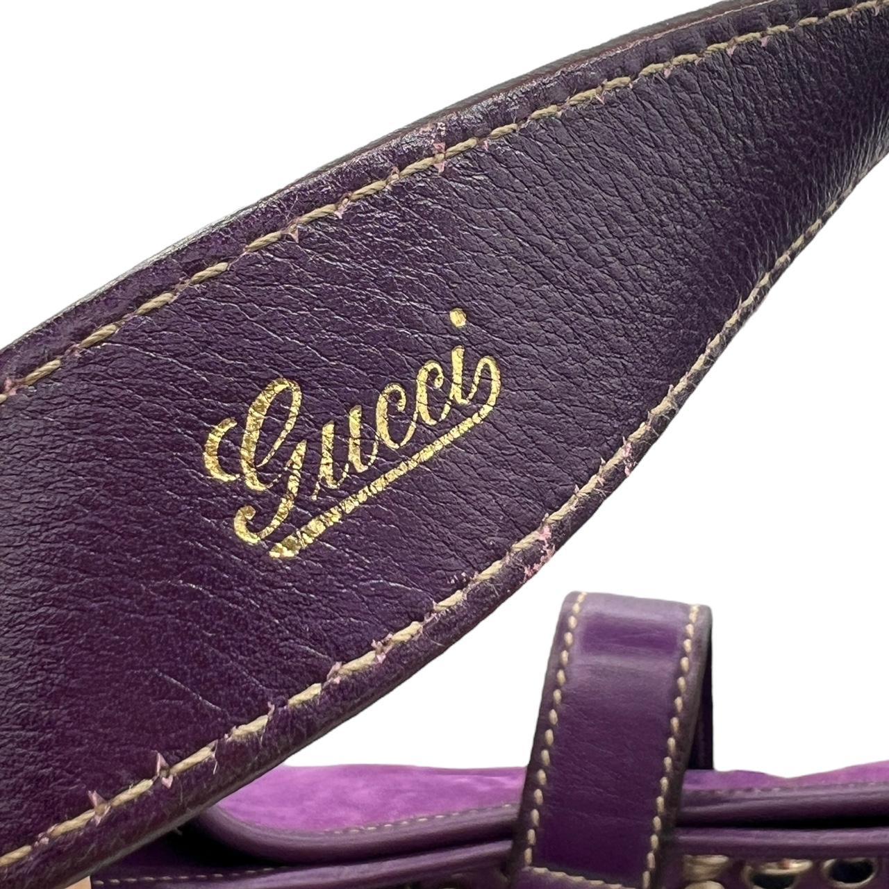 Gucci Purple Suede Hobo Bag with Embellishments