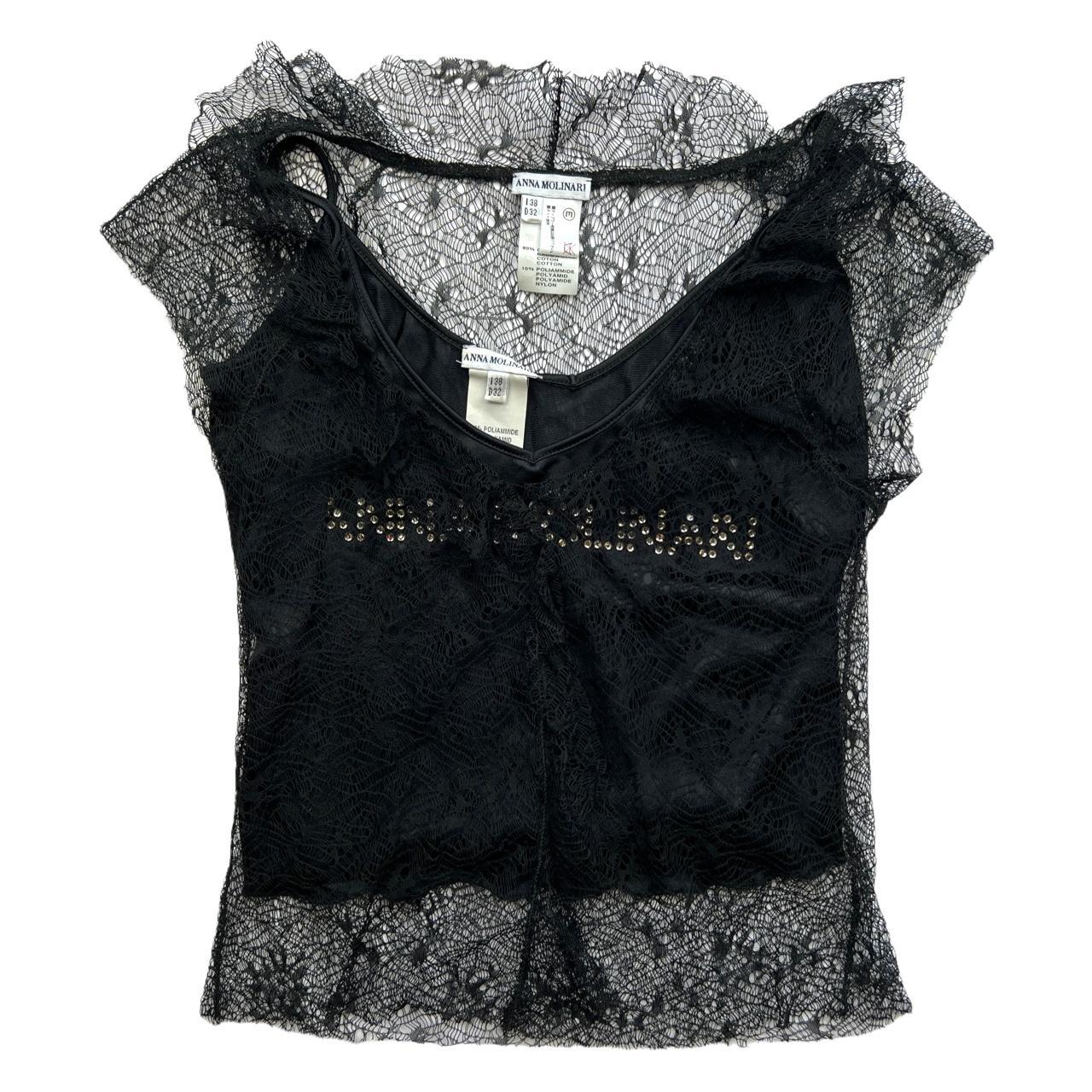 Anna Molinari Bedazzled Logo Cami And Lace Top Set