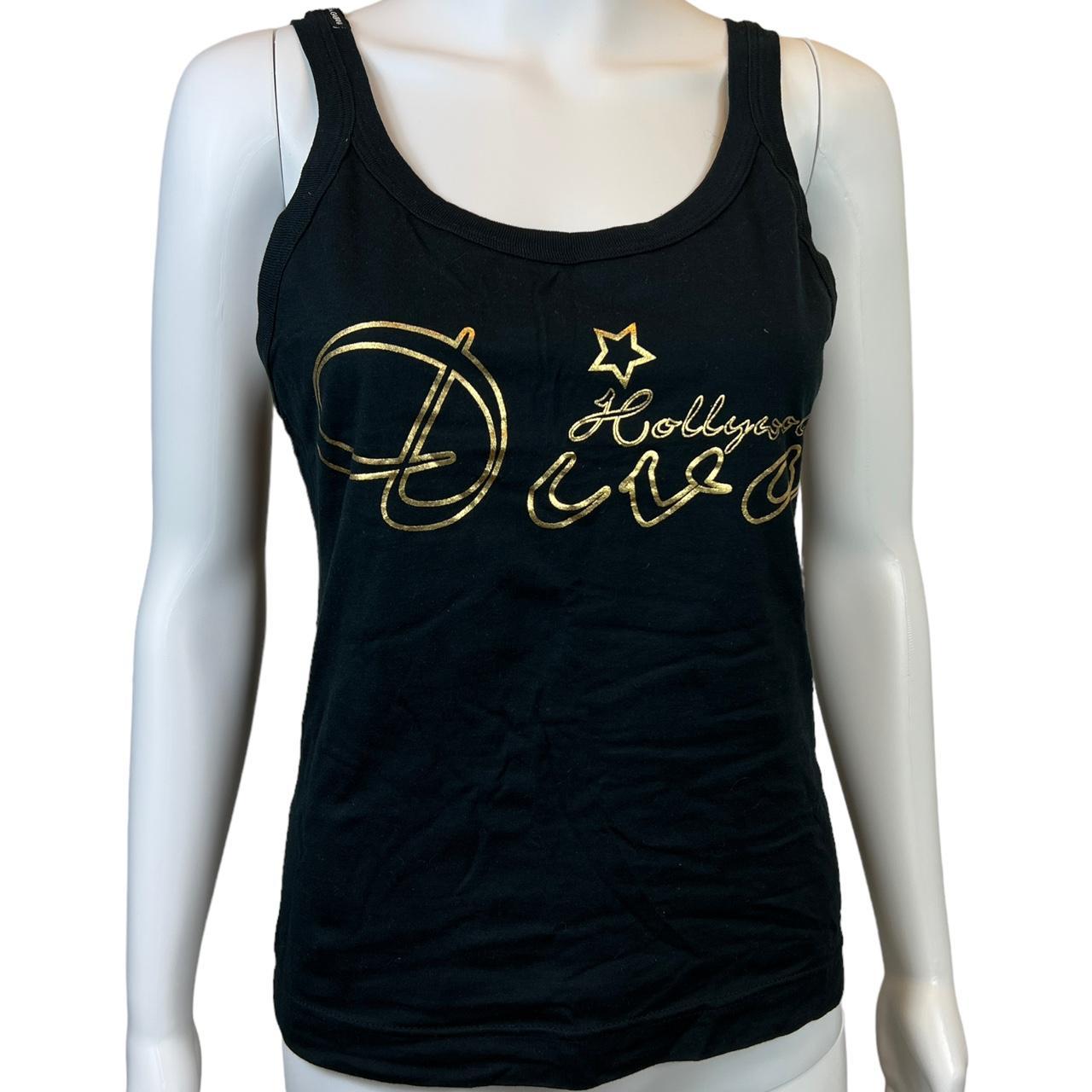 Dolce & Gabbana Hollywood Diva Gold and Black Graphic Tank Top Cami