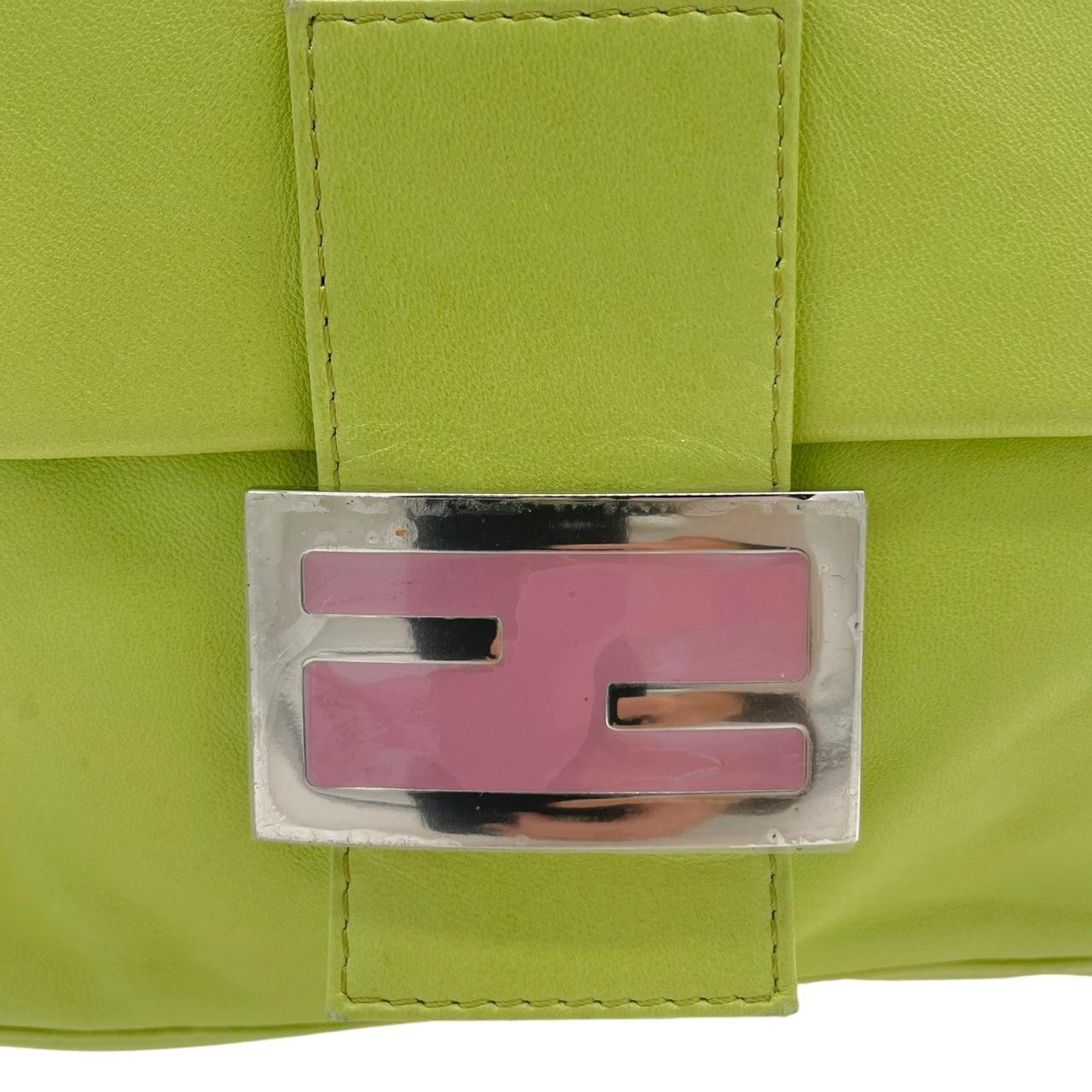 Fendi Mama Baguette Shoulder Bag Bright Green Leather