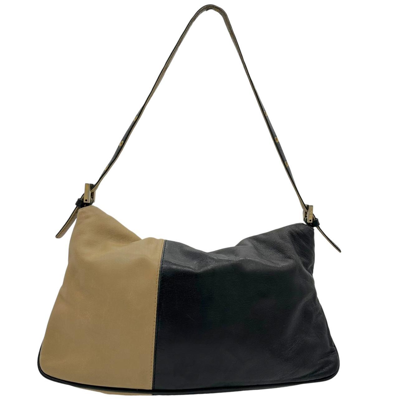 Fendi Two Tone Leather Fold-Over Baguette Shoulder Bag - Outfit Repeater