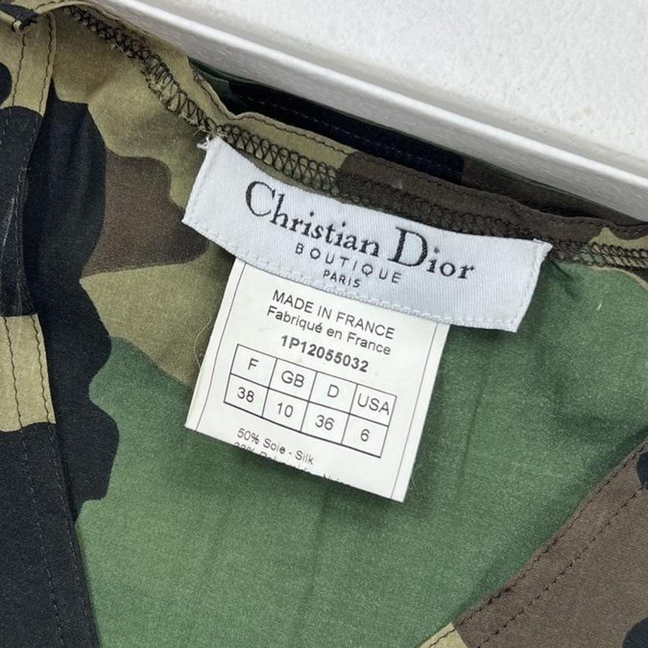 Christian Dior By John Galliano Spring 2001 Sheer Camo Blouse with Leather Choker