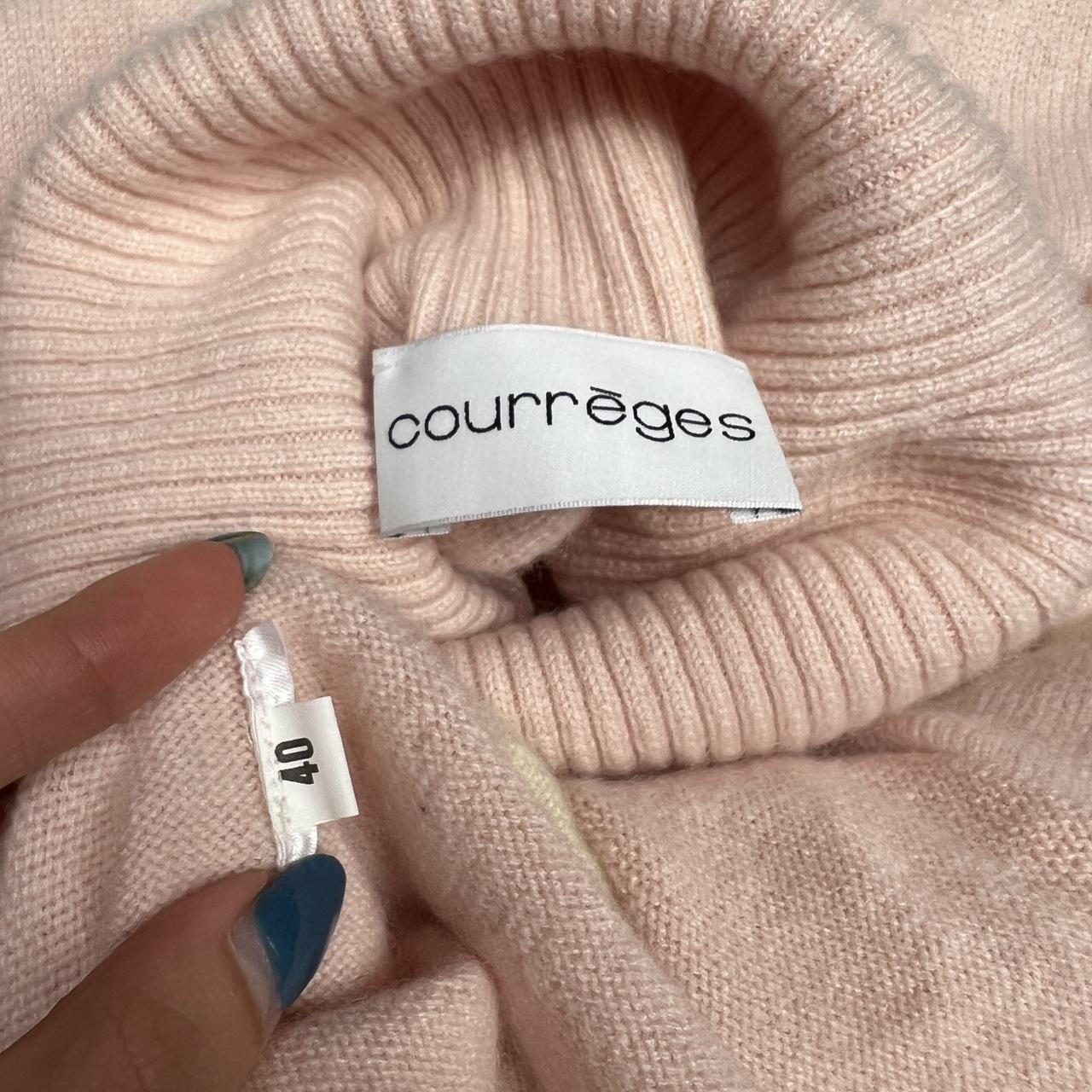 Courréges Cashmere Striped Turtleneck Mini Dress Pink Cream