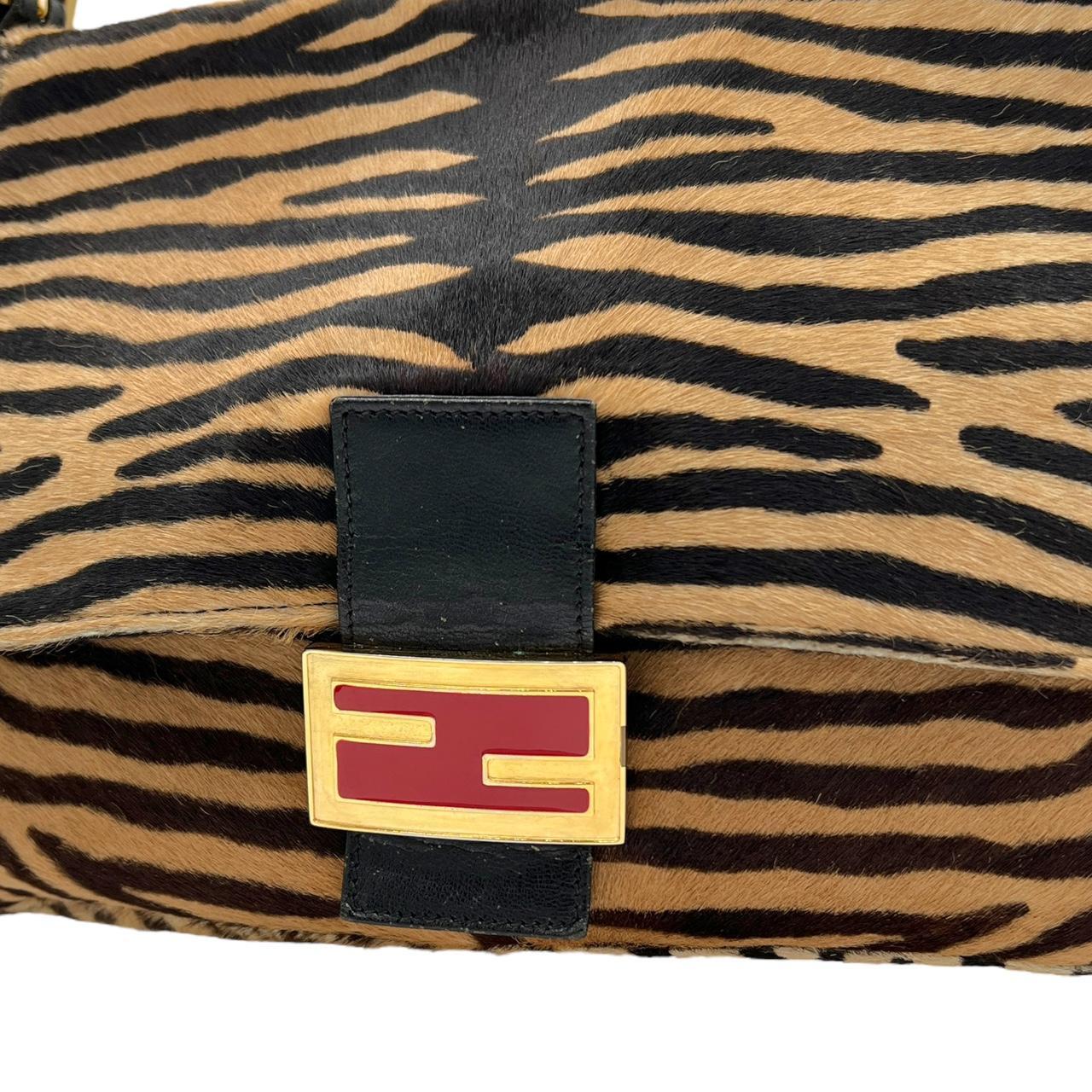 Fendi Zebra Print Calfskin Shoulder Bag