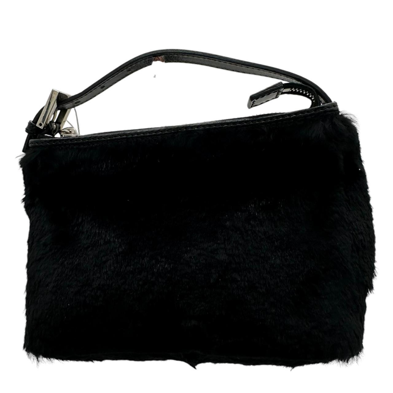 Fendi Black Rabbit Fur Pochette Bag