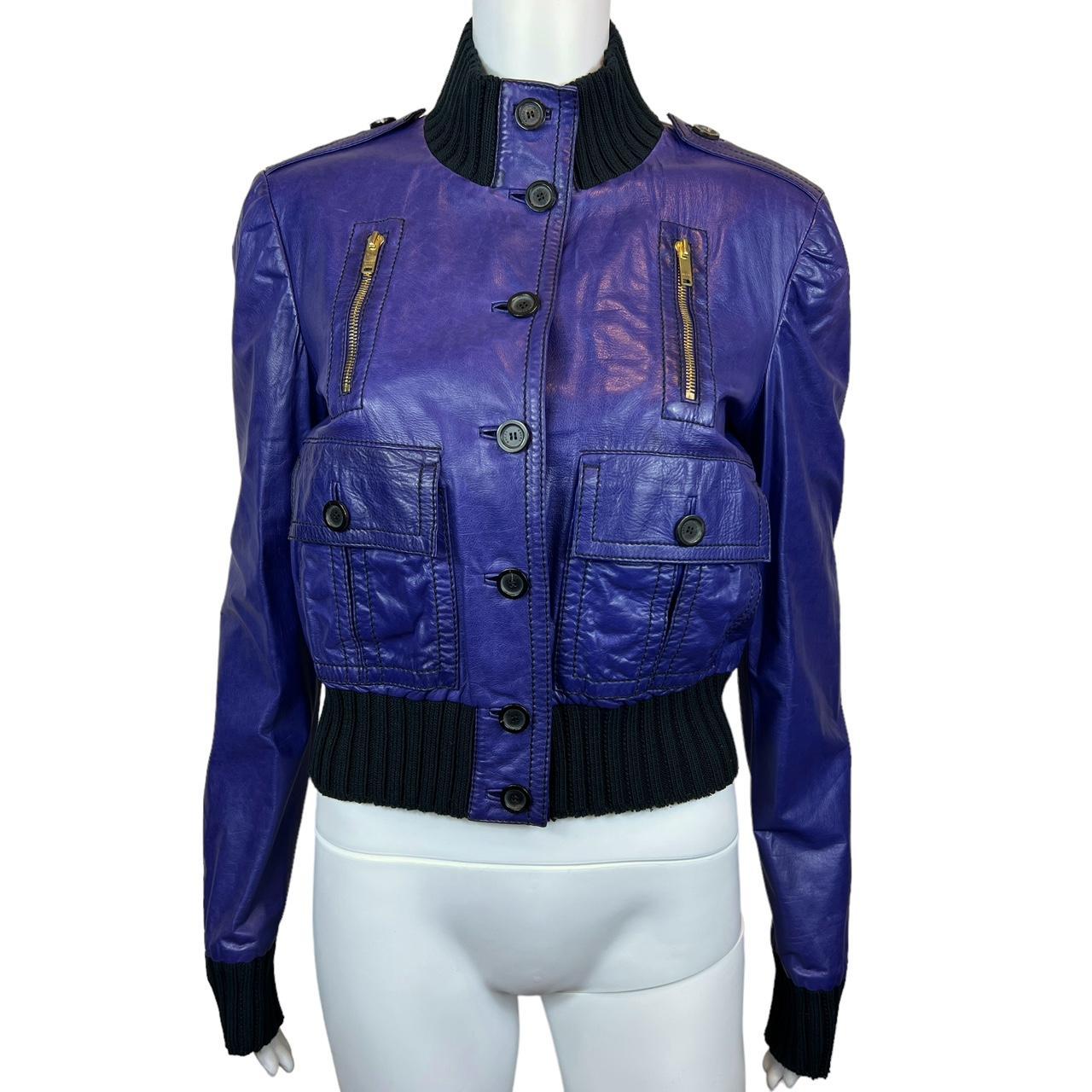 Gucci Madonna Purple Leather Bomber Jacket