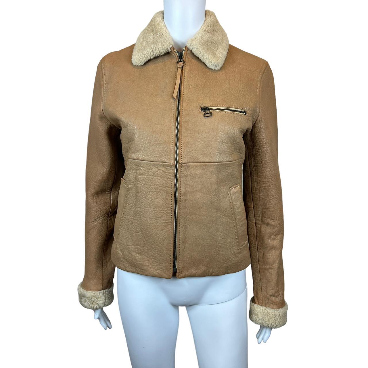 Dolce & Gabbana D&G Jeans Tan Leather Jacket with Shearling Trim - Outfit Repeater