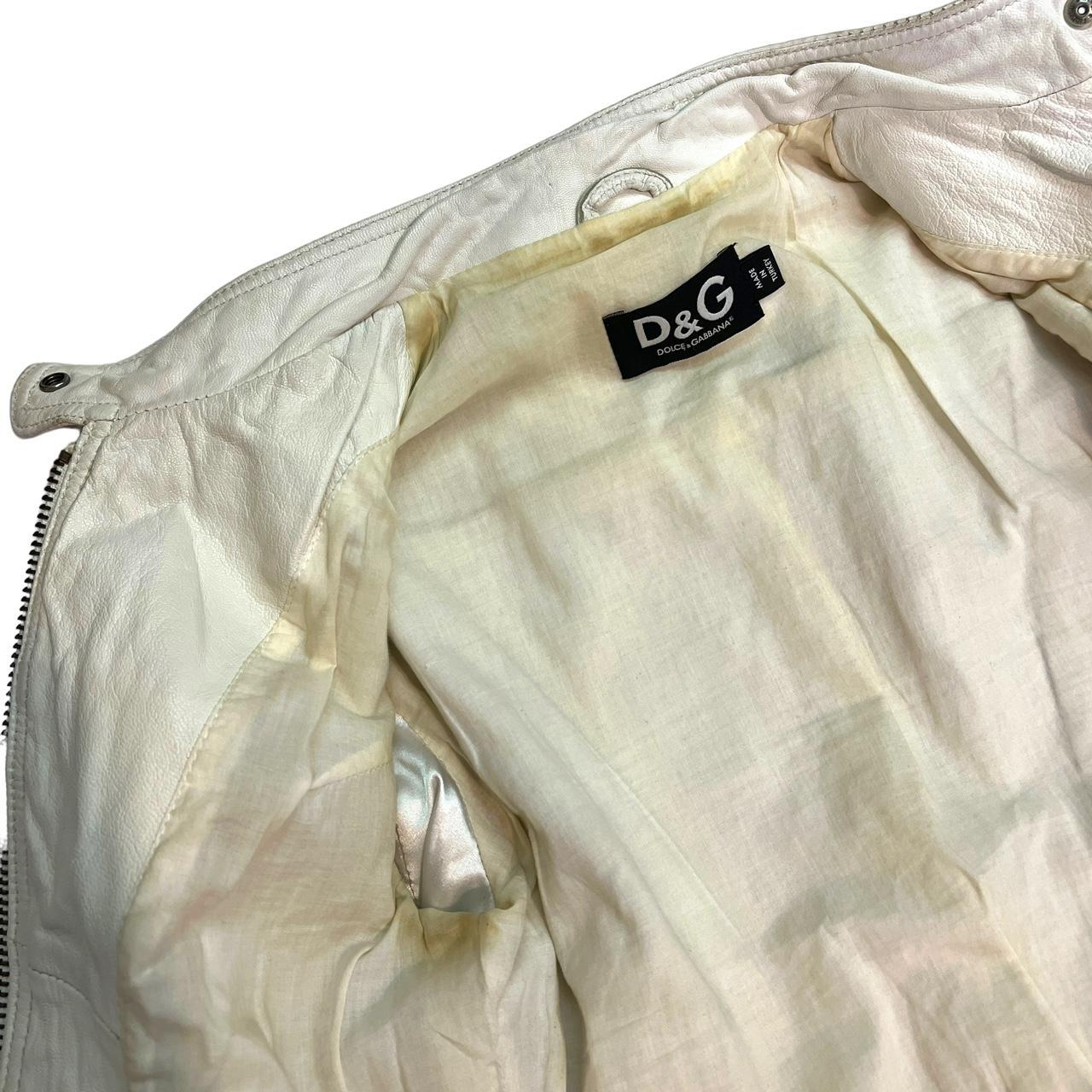 Dolce & Gabbana D&G Cream White Leather Bomber Jacket - Outfit Repeater