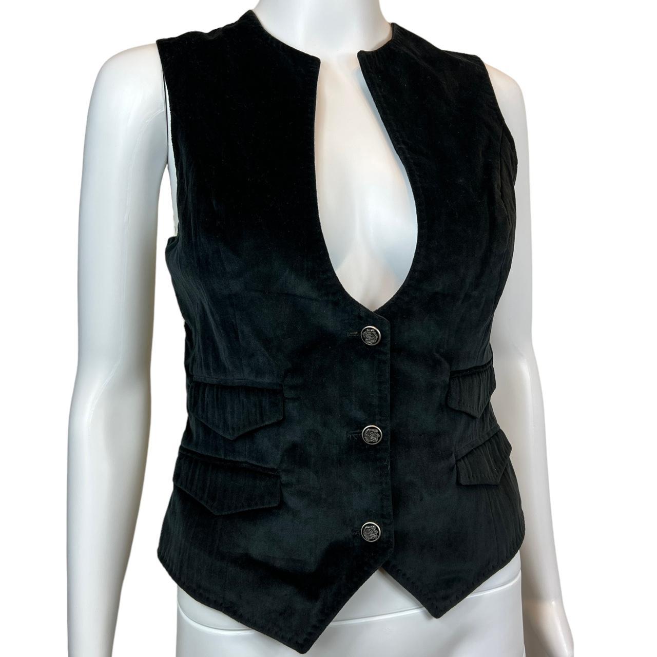 Dolce & Gabbana Black Velvet and White Pinstriped Silk Vest Top - Outfit Repeater