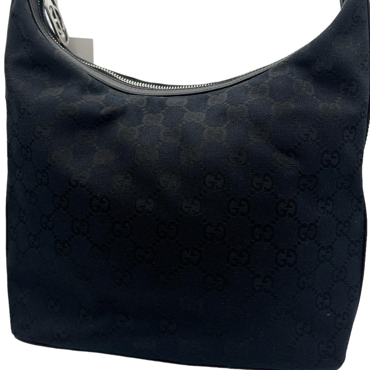 Gucci Black Monogram Canvas Leather Shoulder Bag