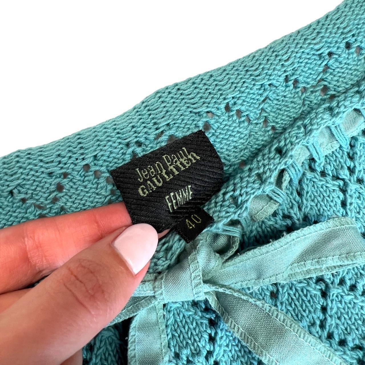 Jean-Paul Gaultier Femme Teal Crochet Knit Babydoll Style Top - Outfit Repeater