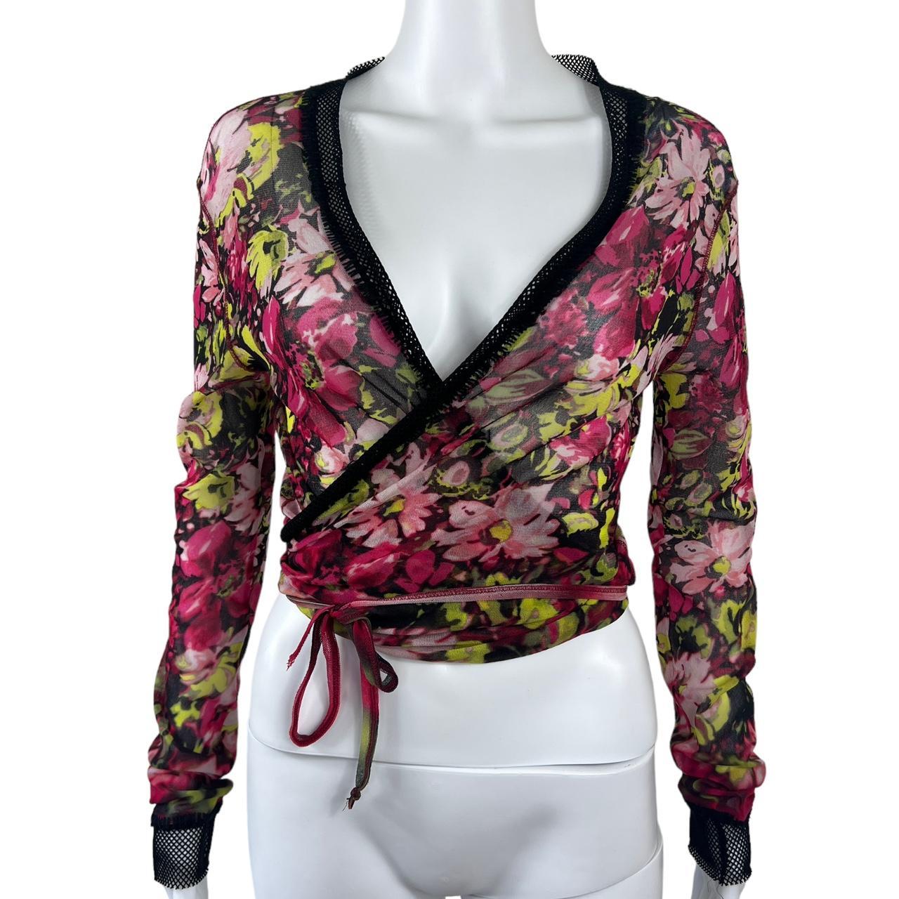Jean Paul Gaultier Soleil Mesh Floral Print Wrap Top - Outfit Repeater