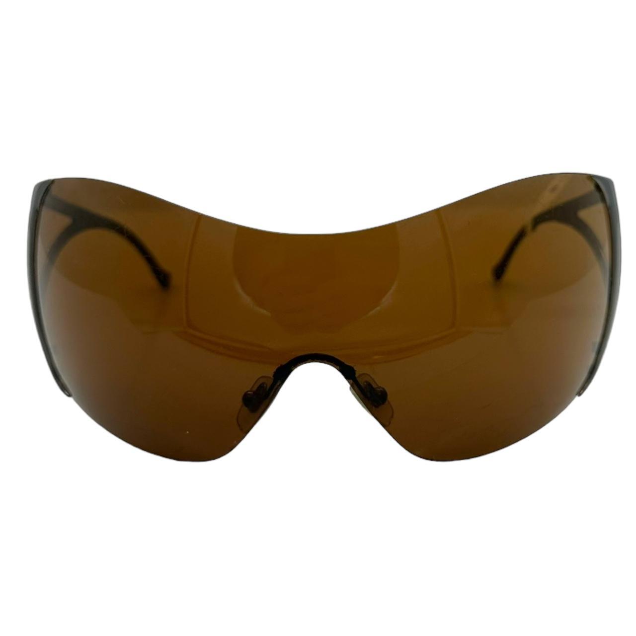 Versace Brown Oversized Wrap Sunglasses