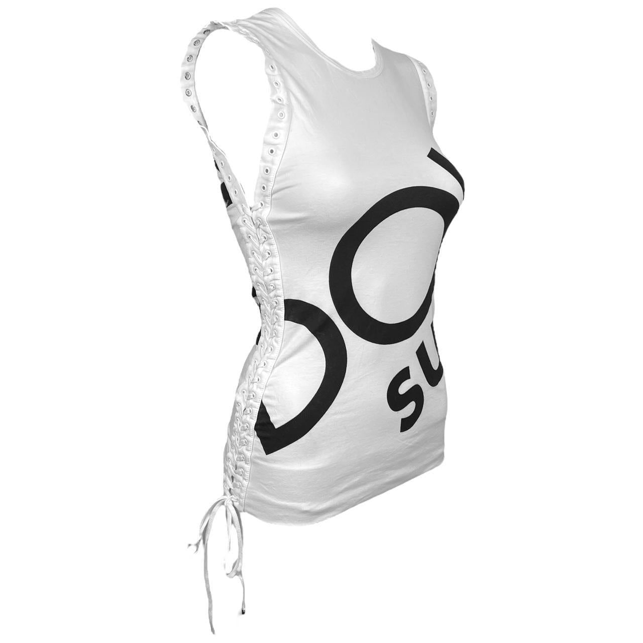 Dolce & Gabbana S/S 2003 Lace Up Side Graphic Tank Top - Outfit Repeater