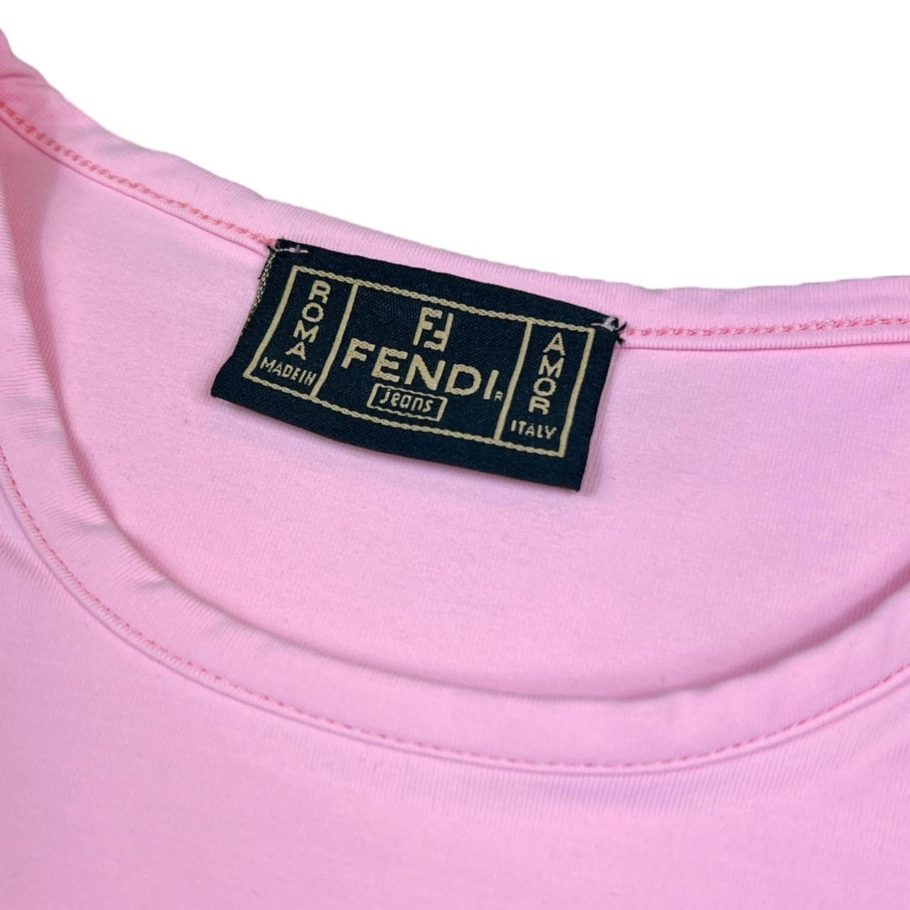 Fendi Jeans Bubblegum Pink Spandex T-Shirt with Logo