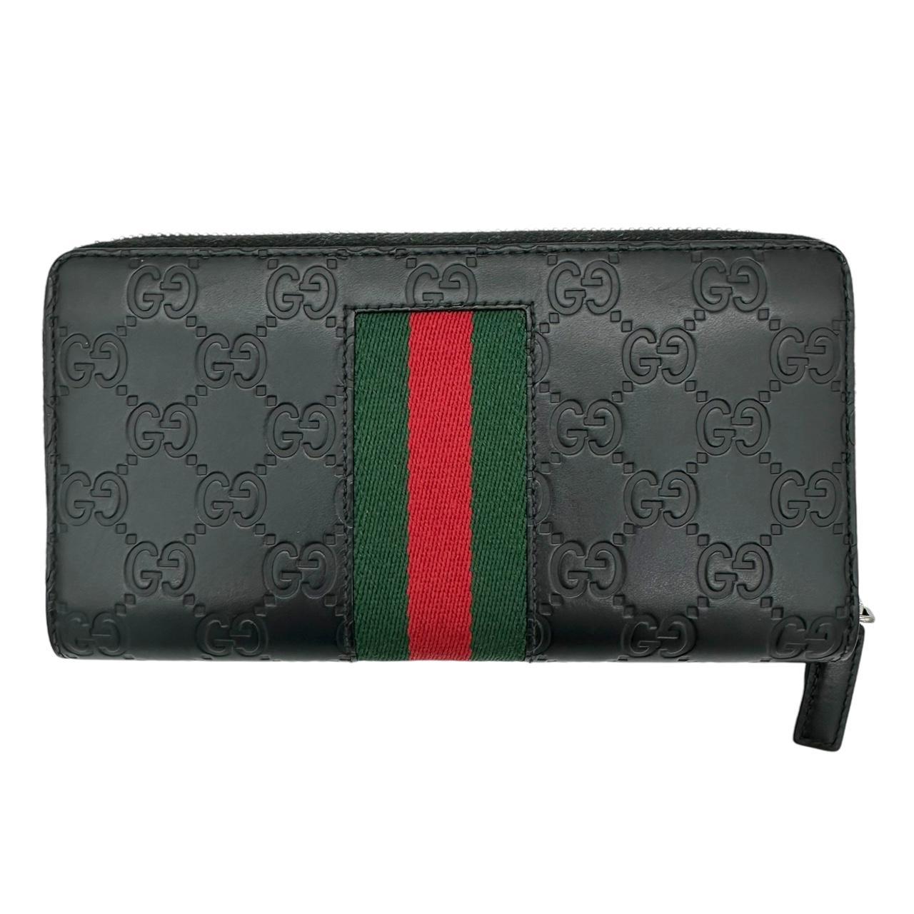 Gucci Long Zipper Wallet Black Leather Monogram