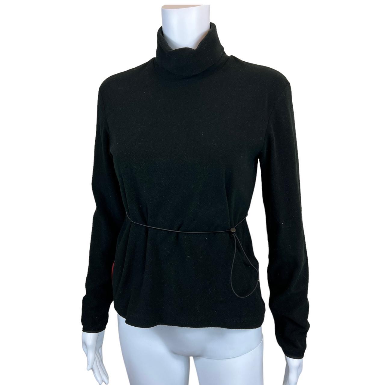 Prada Sport Black Fleece Turtleneck with Elastic Drawstring Waist