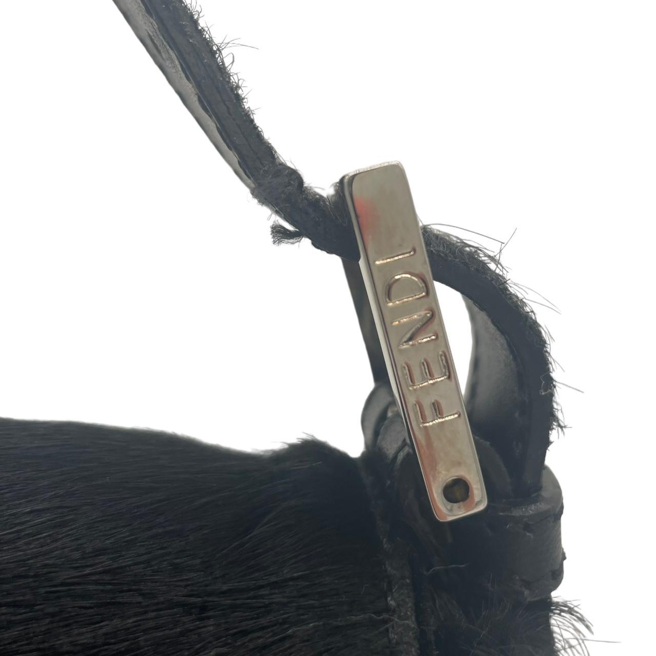 Fendi Black Ponyhair Baguette Shoulder Bag
