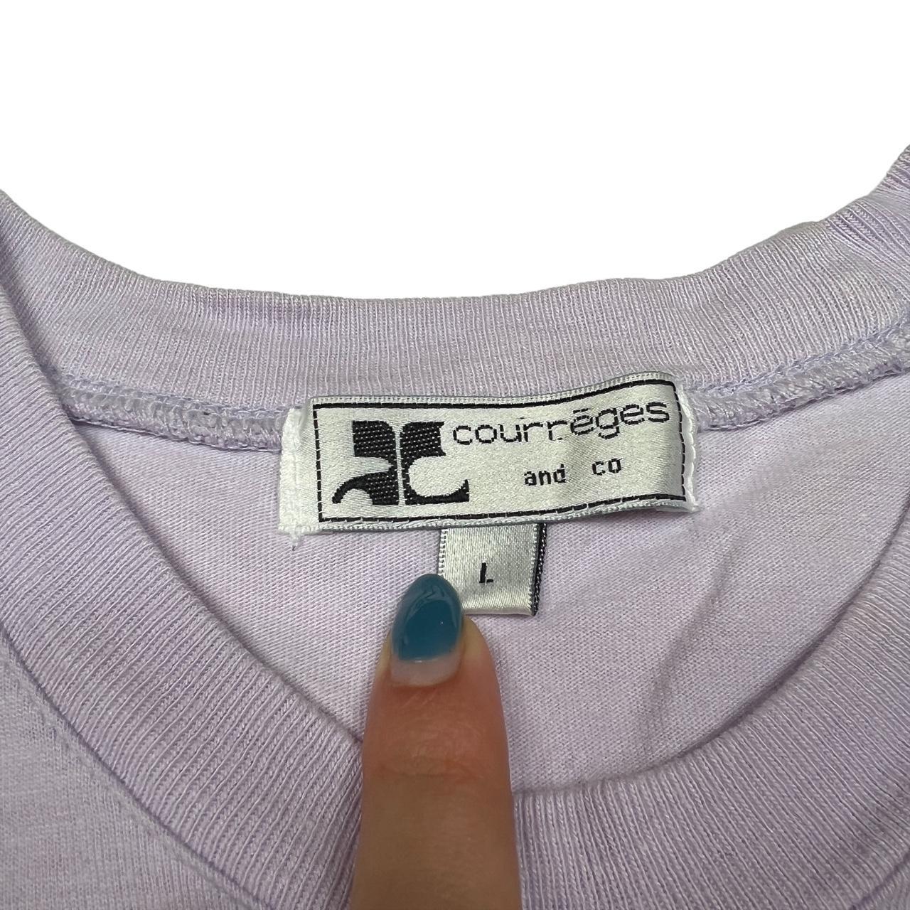 Courrèges Lilac and Silver Graphic Embroidered Logo T-Shirt