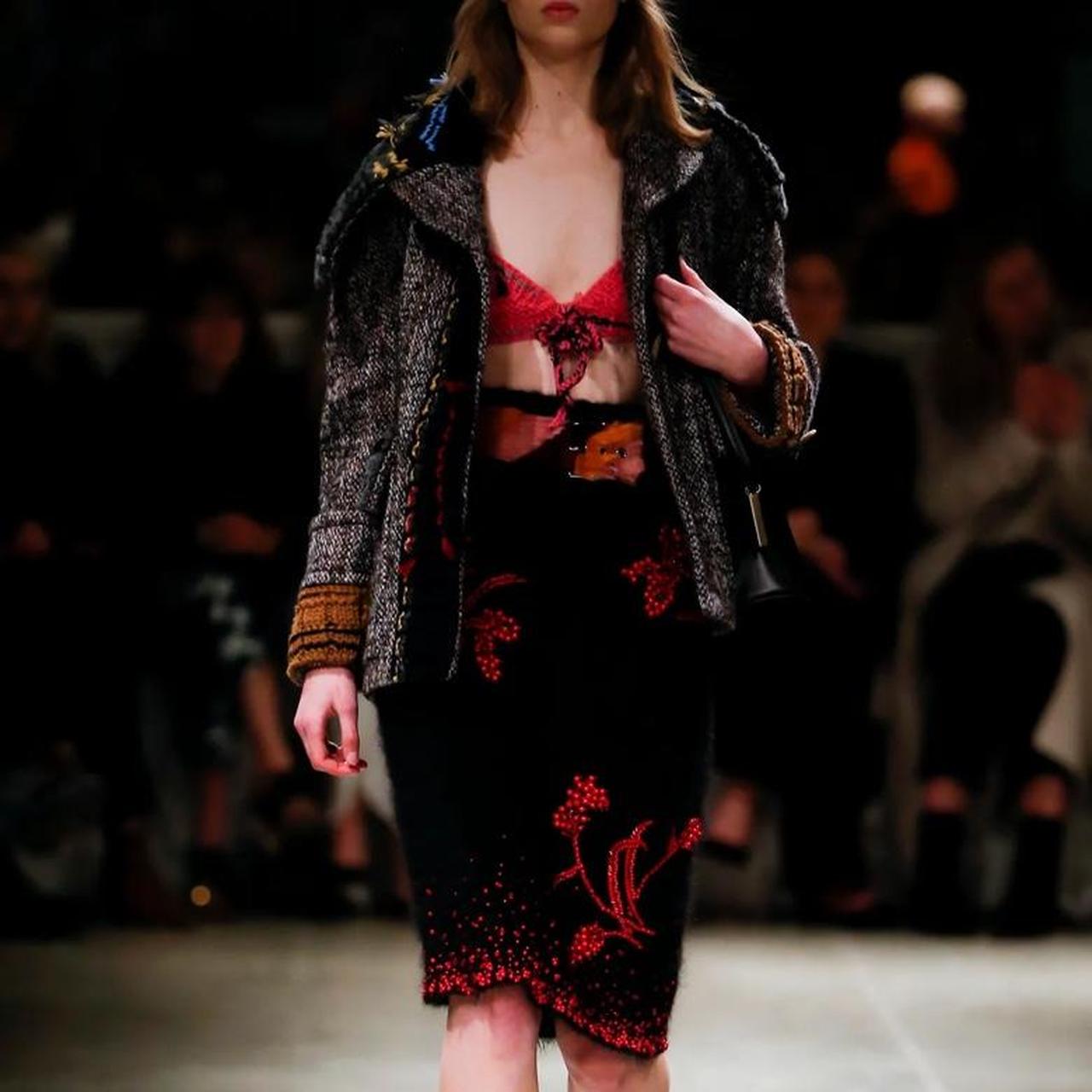 Prada FW17 RTW Cordonetto Link Knit Crochet Bralette Crop Top Pink - Outfit Repeater