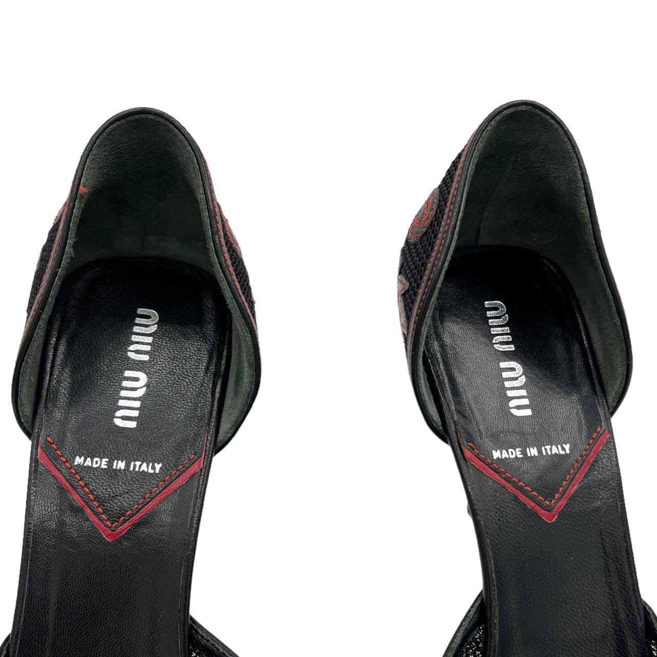 Miu Miu Black and Red Embroidered Pointed Toe Heels - Outfit Repeater
