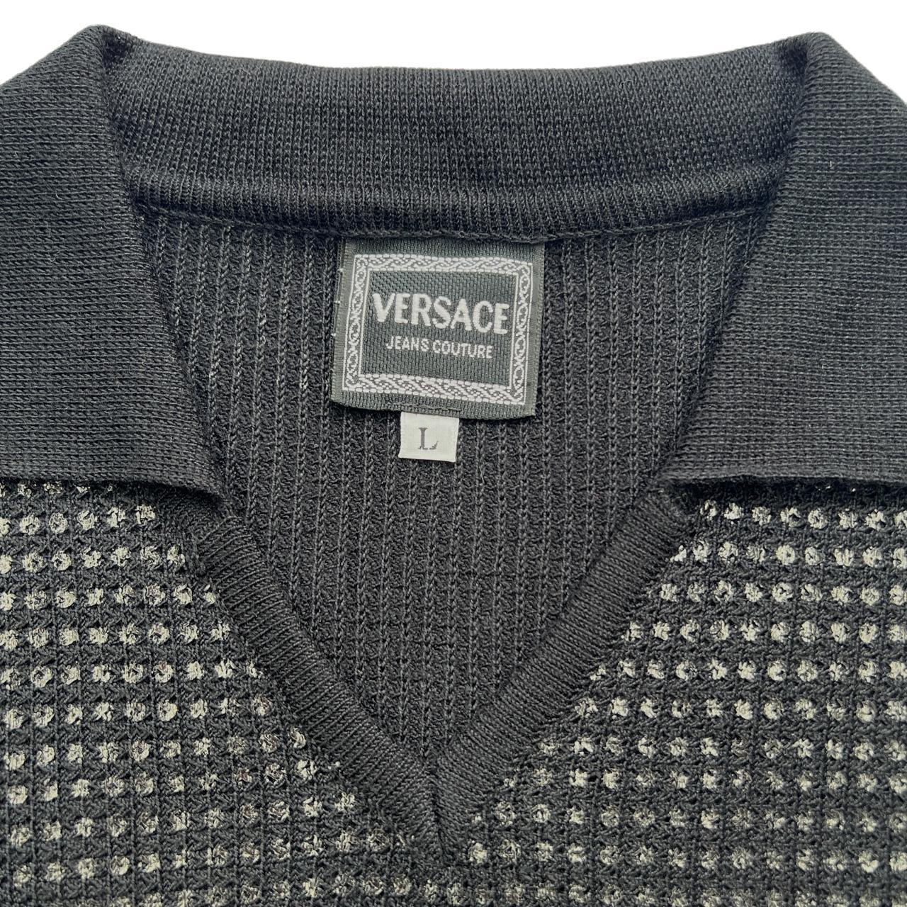 Versace Jeans Couture Black Cropped Knit Polo Style Top