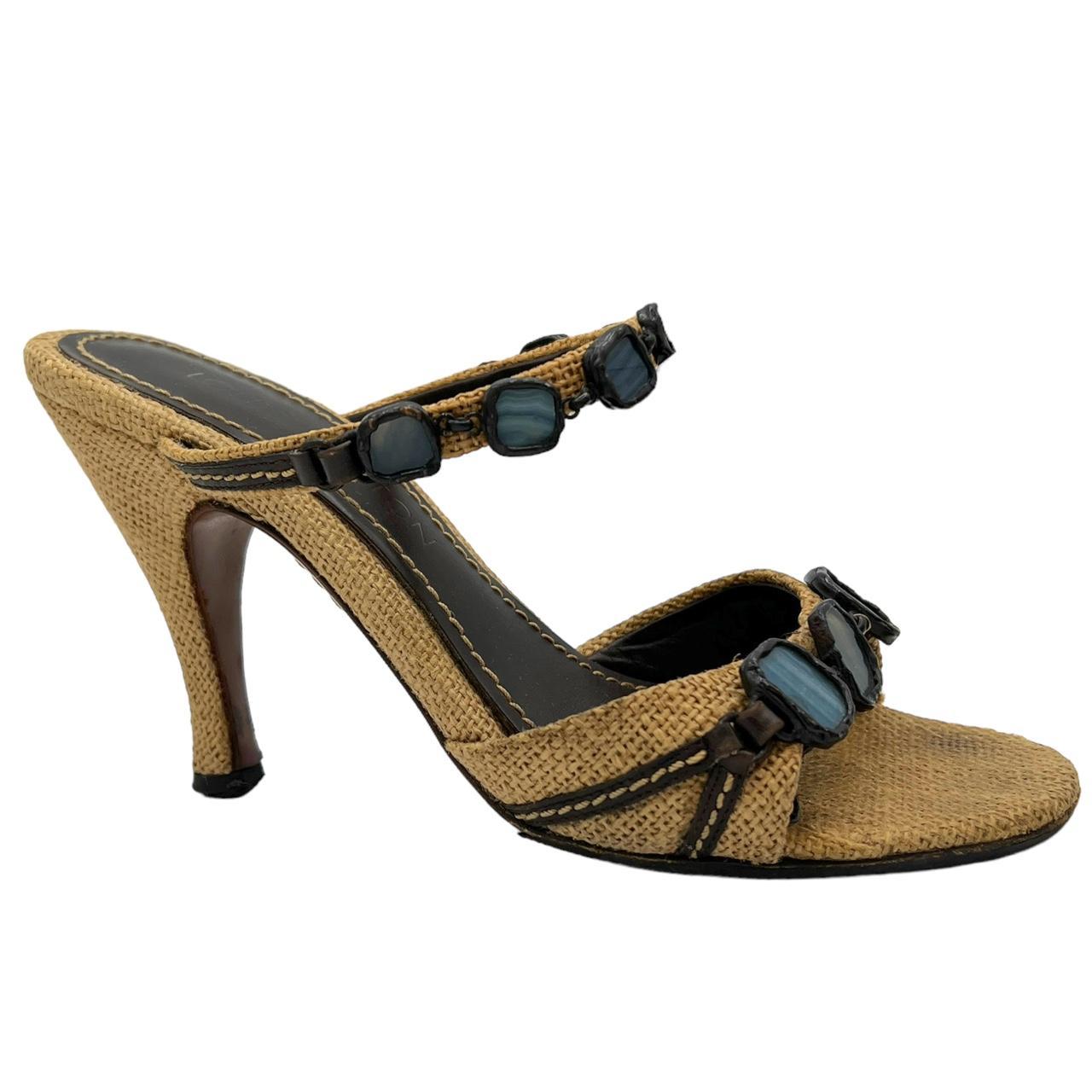 Louis Vuitton Mule Heels Blue Stone Embellished 37