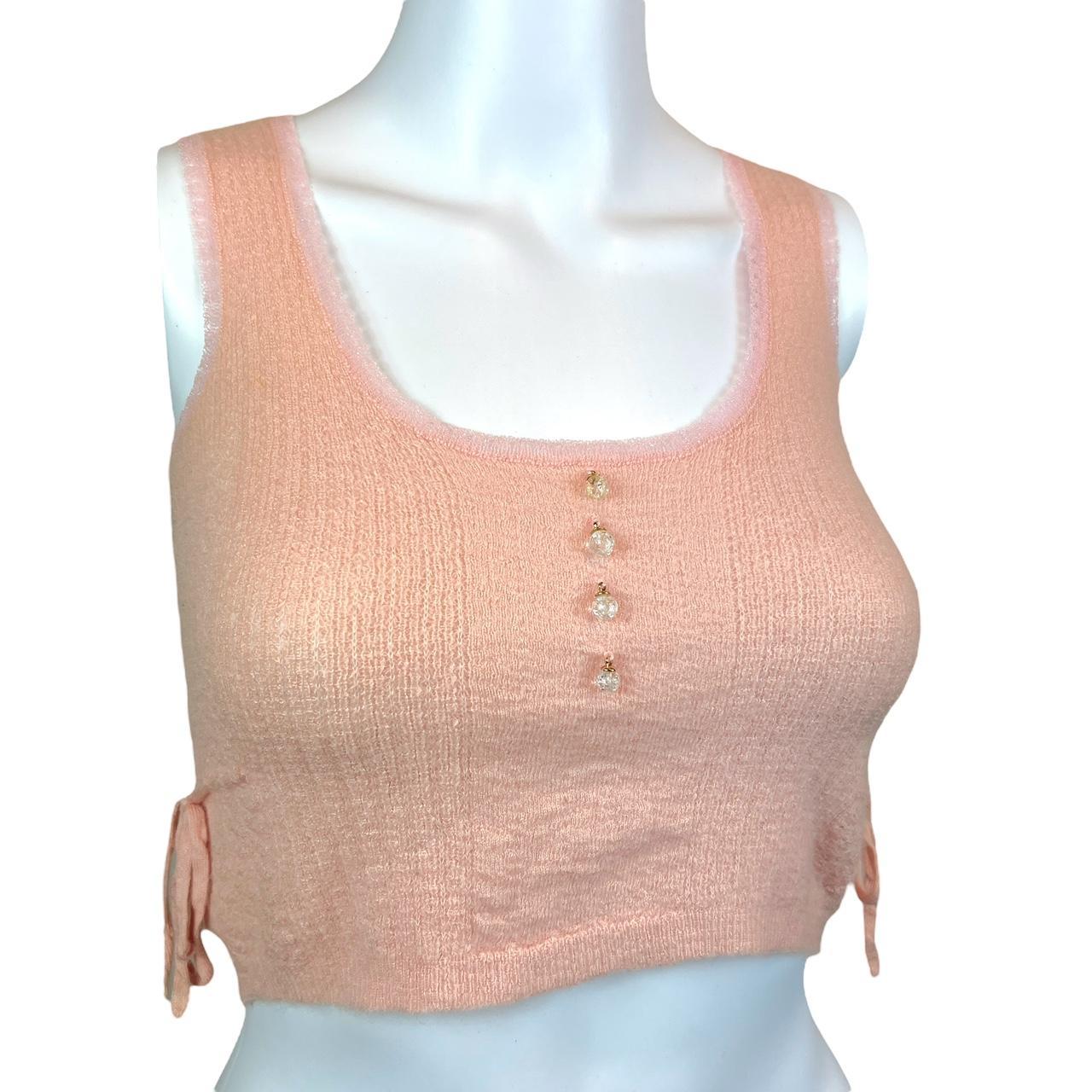 Louis Vuitton Pink Cropped Pointelle Cashmere Tank