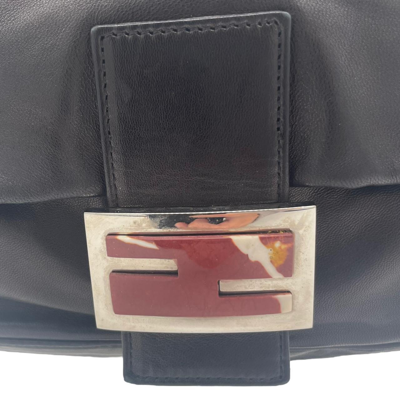 Fendi Black Leather & Burgundy Stone Mama Baguette Shoulder Bag - Outfit Repeater