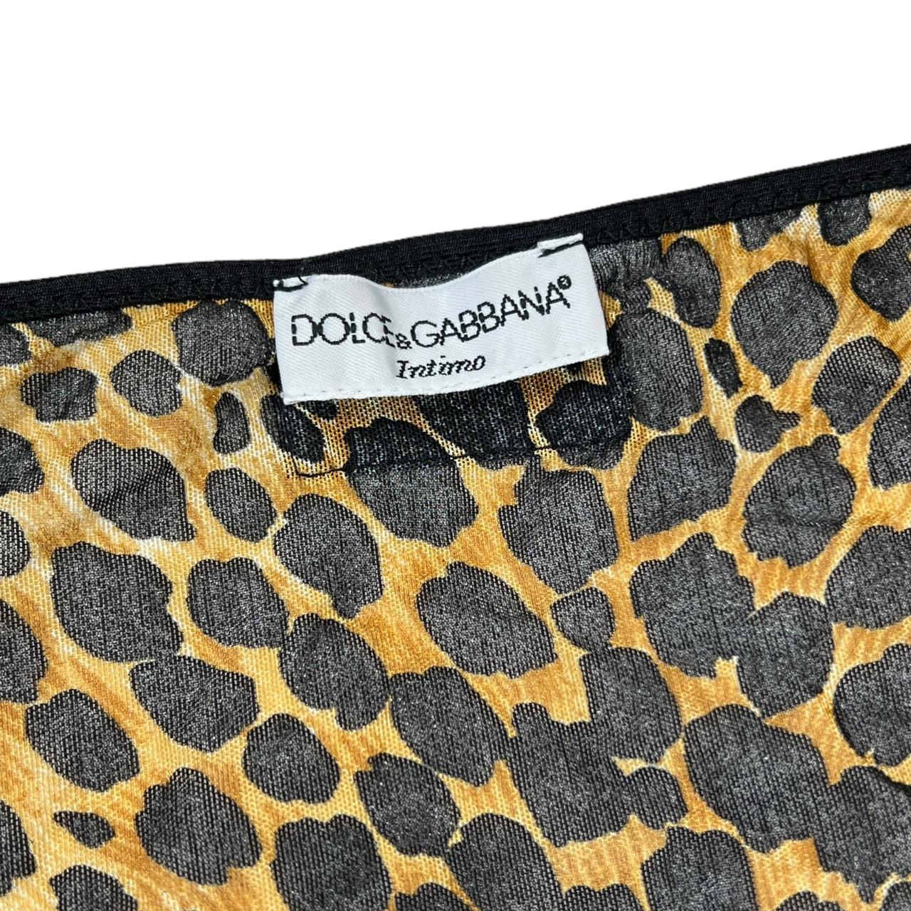 Dolce & Gabbana Leopard Print Semi Sheer Mesh T-Shirt