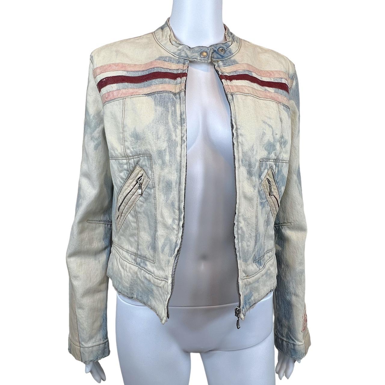 Miss Sixty Acid Wash Denim Biker Style Jacket