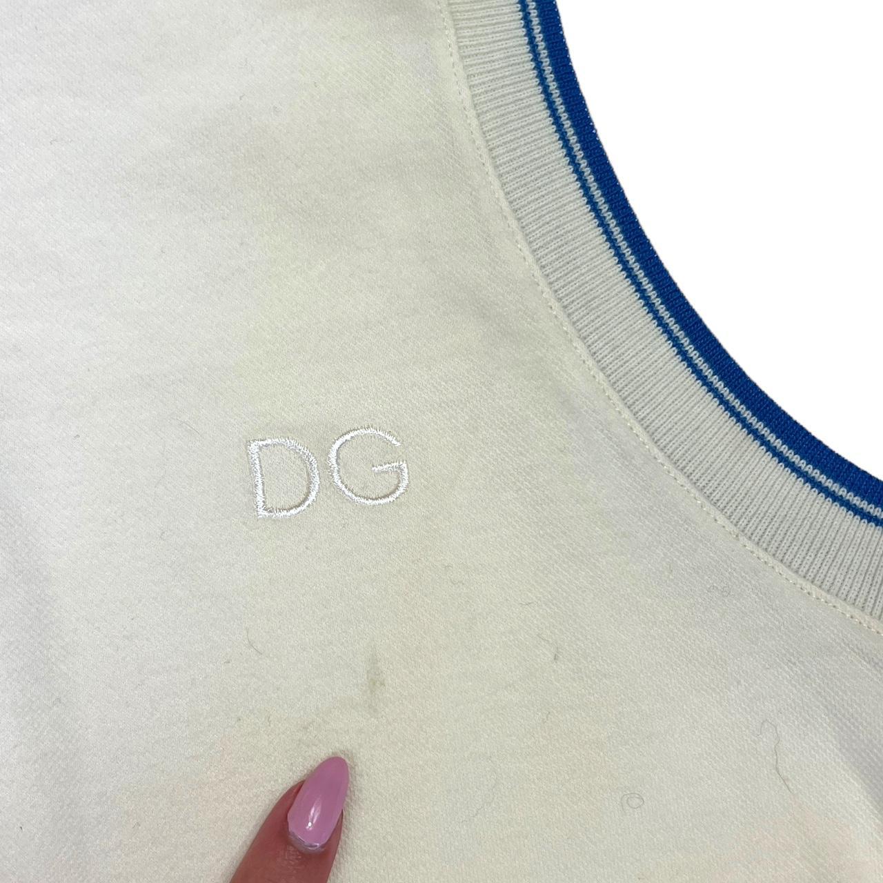 Dolce & Gabbana Cream and Blue Stripe Collared Sleeveless Top - Outfit Repeater