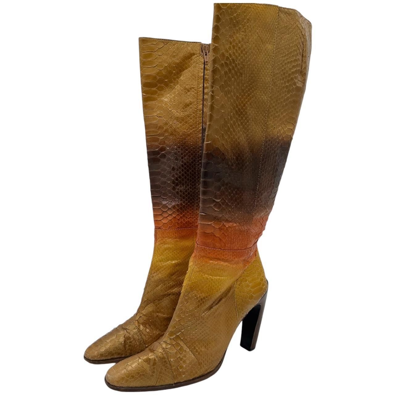 Fendi Python Gradient Heeled Knee High Boots