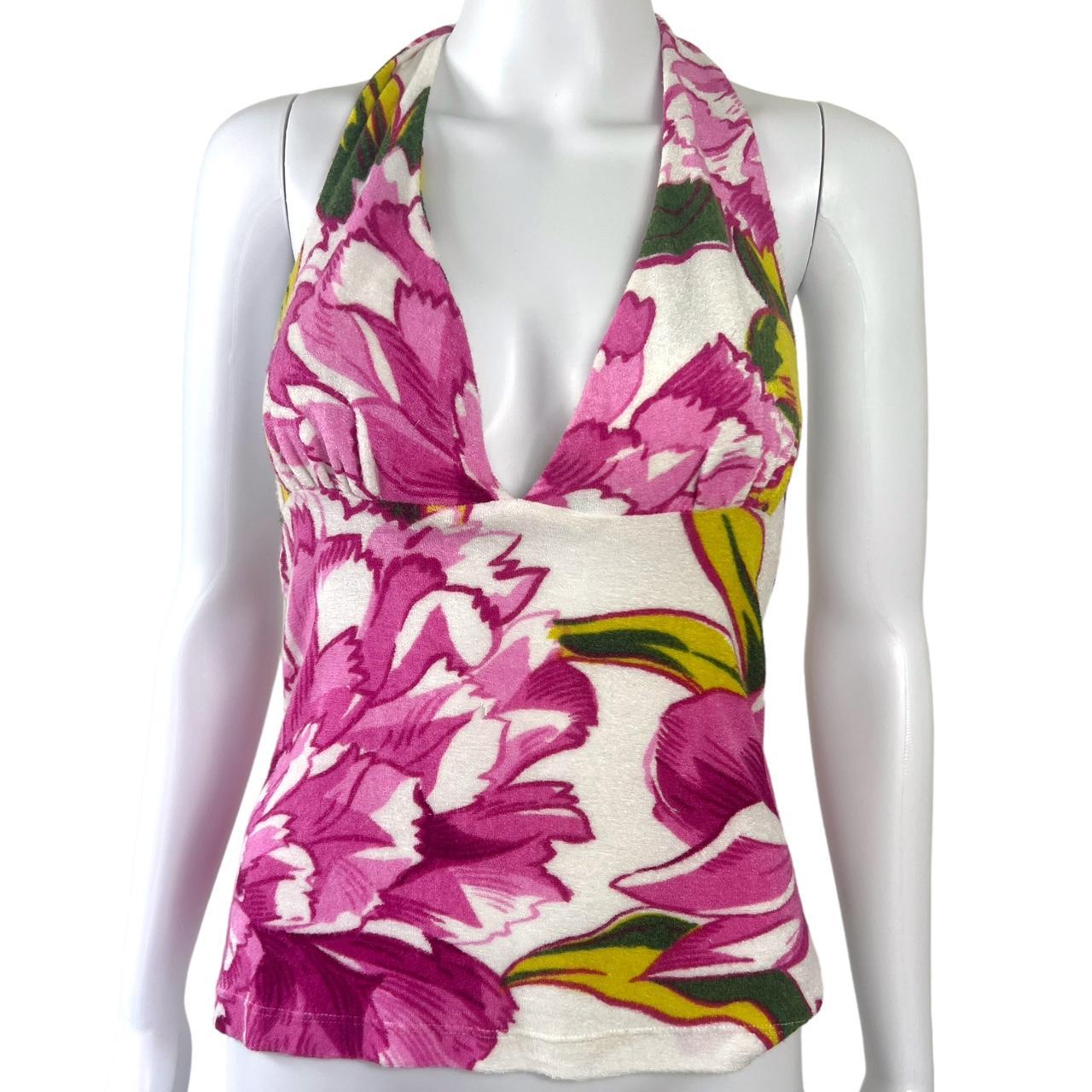 D&G Dolce & Gabbana Floral Print Terry Cloth Halter Top